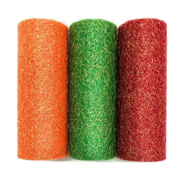 Metallic Organza Glitter Tulle Spool 100% Nylon Mesh Fabric 19GSM 6in Tulle