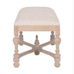 New the French upholstered bench and birch wood frame, linen fabric
