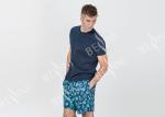 Round Neck Men'S Cotton Short Pajama Sets , Mens Luxury Nightwear Summer Style