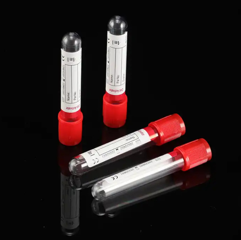 Medical Supplies 13*75mm 4ml Red Blood Collection Tube With Yellow Cap Color And Clot Activator