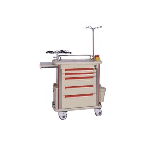 China BR-ET001C Hospital Medical Crash Cart Equipment Wheels Moving Rescue High Quality Patient Care Nursing Table Emergency Trolley factory