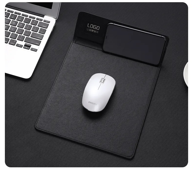 Waterproof Multifunction Wireless Charging Pu Leather Mouse Pad Customised Logo