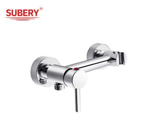 China Single Lever Bath Shower Faucets Annular Knurl Handle Chrome Brass Cold And Hot Water factory