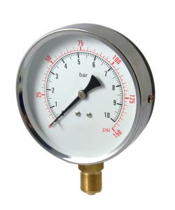 China 150mm 200mm 250mm Vacuum Utility Pressure Gauge 1/8&quot; BSPT 40-250 Bar factory