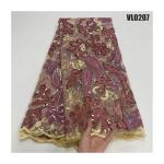 high quality tulle lace with velvet lace fabric flower embroidered with sequins