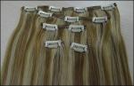 Golden 100% Human European Straight Real Hair Clip In Hair Extensions 18 inch