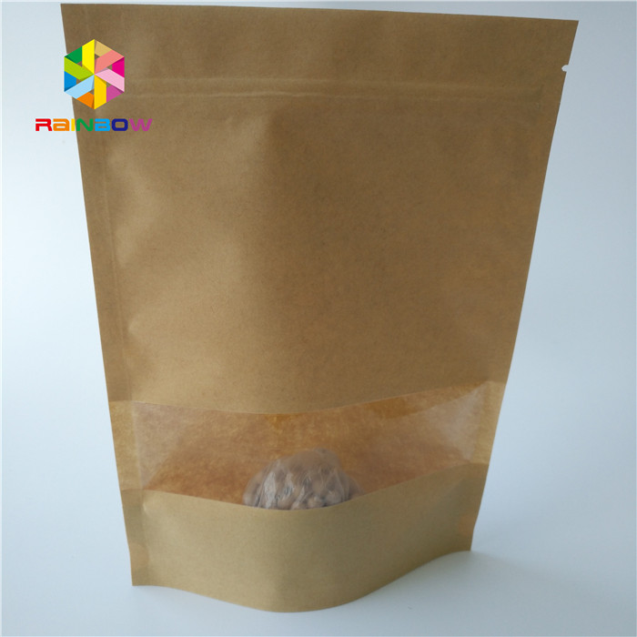 Brown Kraft Paper Heat Seal Packaging Bags Customized Size For Cookie / Coffee Beans