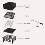 Outdoor Warming Square Wood Burning Firepit for Backyard Patio Garden and