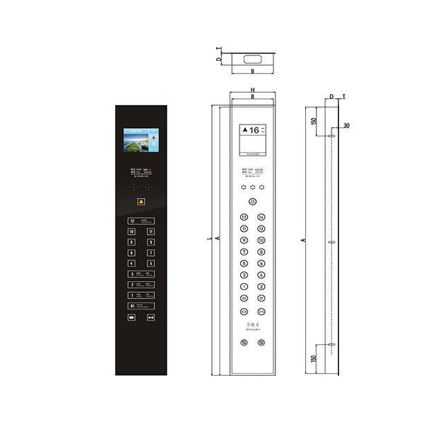 Bottom Box White / Black Tempered Glass Material Lop Cop For Elevator
