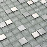 Crack crystal glass mix metal mosaic tile for kitchen backspalsh 23mm tiles