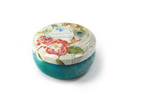 China Unique Shape Matel Round Tin Box With Flower Pattern Gift Tin Box For Cosmetic Packaging factory