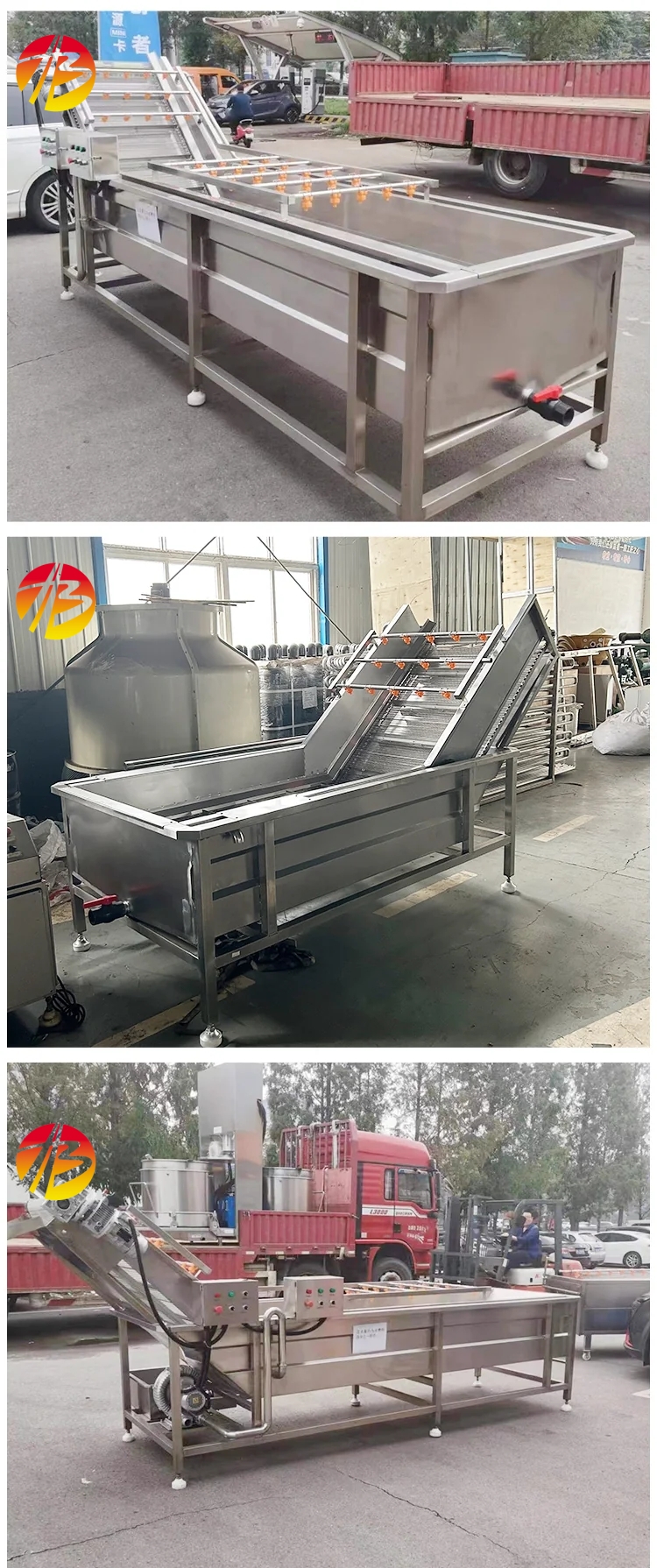 Industrial Food Vegetable Washing Machine with 600 KG Capacity and Air Bubble System