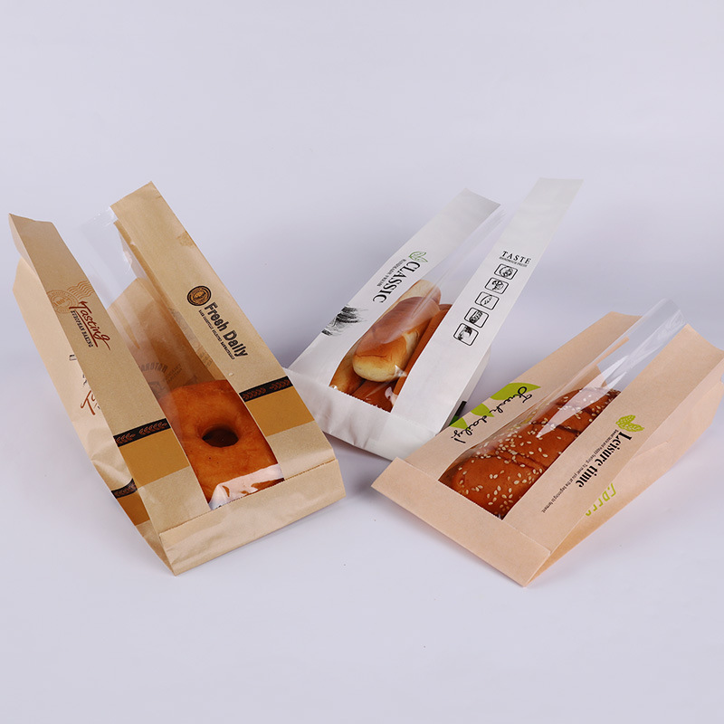 Waterproof Bakery Baking Bread Kraft Paper Bag with Gravure Printing and Plastic Window