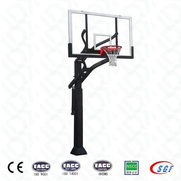 Outdoor Basketball Hoop With Durable Glass Backboard Adjustable Height Kids