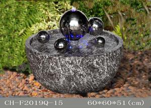China Blue White Polyresin Ss Ball Led Fountain Garden Decoration factory