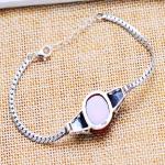 Women Sterling Silver Garnet Charm Chain Bracelet Vintage Jewelry(XH017992W)