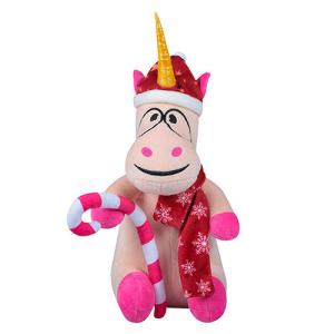China Pink Animated Plush Christmas Toys 100% Polyester Material Weaving Label factory