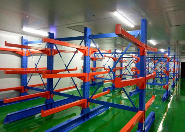 Multi Level Double Side Metal Heavy Duty Cantilever Racks , Warehouse Racking