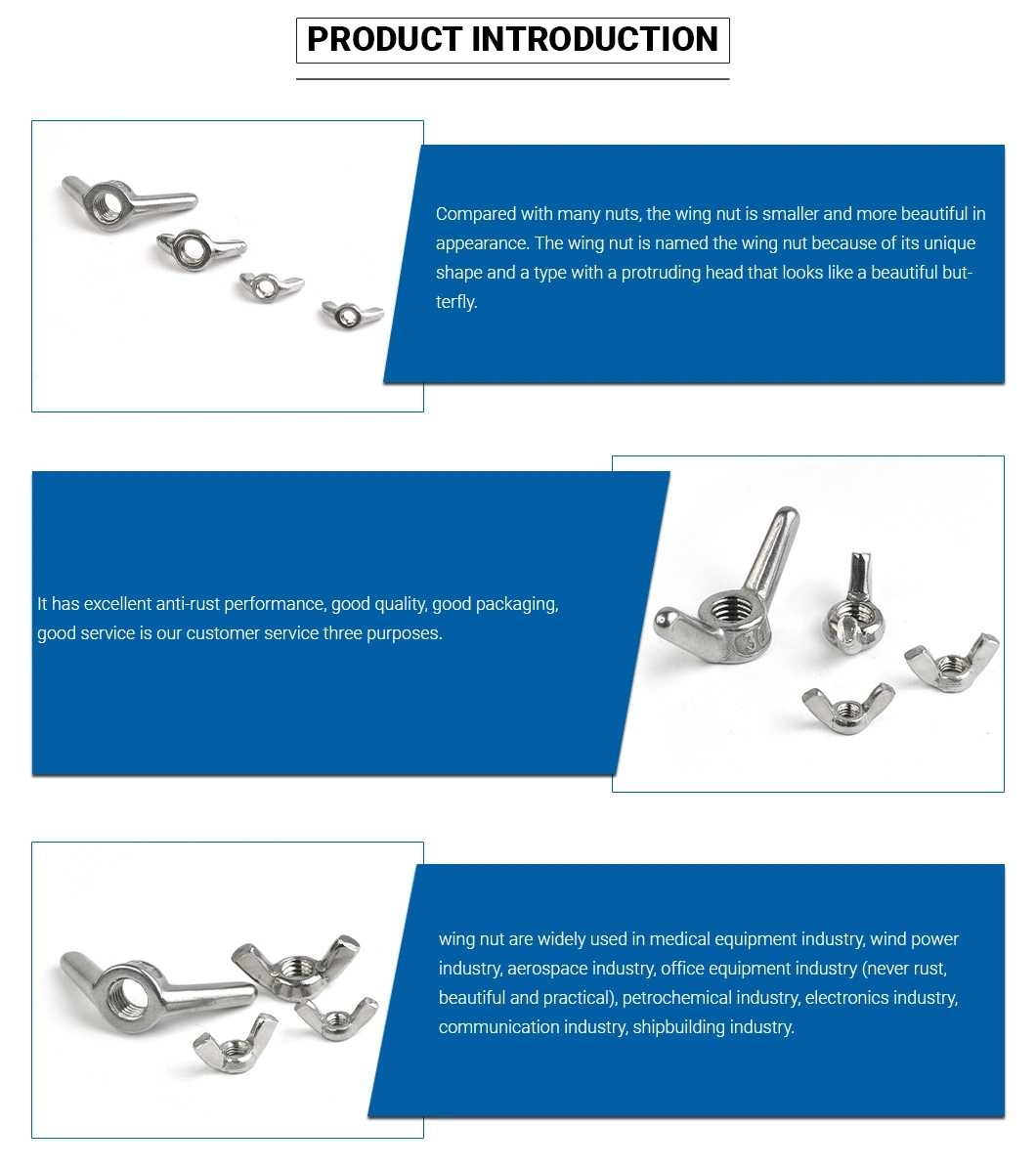DIN Standard ZINC PLATED SS304 SS316 Construction Butterfly Nuts Stainless Steel Formwork Wing Nuts