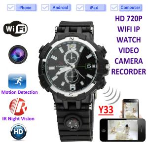 China Y33 8GB 720P WIFI IP Spy Watch Camera Home Security Smart Remote CCTV Video Monitor IR Night Vision Nanny Baby Monitor factory