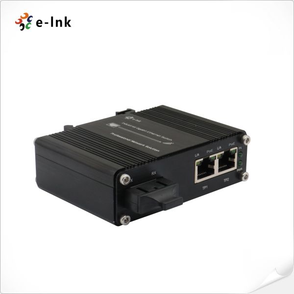 Mini Industrial 1-Port 1000X to 2-Port 10/100/1000Base-T 60W PoE++ Media Converter