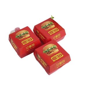 China Printed Logo Eco Friendly Burger Boxes Take Away Paper Packaging White Cardboard factory