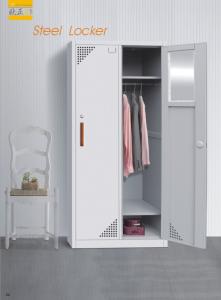 China Thick 2 Door Steel Locker With Cloths Hanger Upper 2 Fixed Shelf Any RAL/LK Color factory