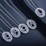 Letter Necklace Earing Jewelry Set CZ Crystal Necklace and Earring Sets Big
