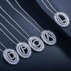 China Letter Necklace Earing Jewelry Set CZ Crystal Necklace and Earring Sets Big Wedding Jewelry Sets factory