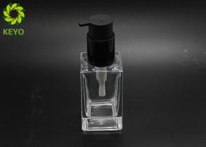 China 100ml Square Glass Cosmetic Containers With Self Lock Pump factory