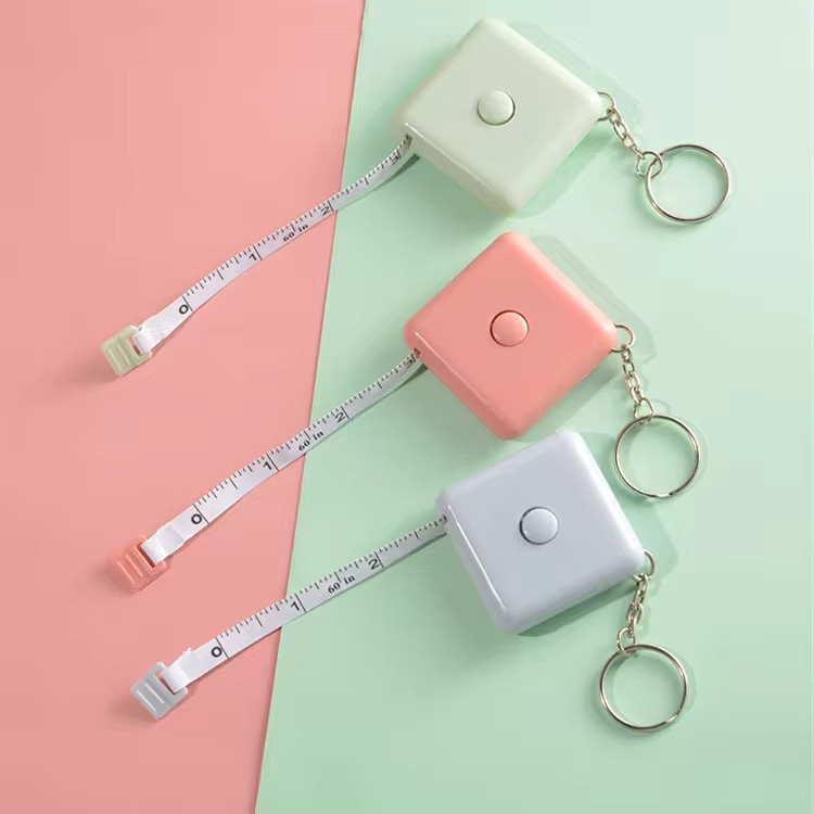 1.5m Portable Keychain Mini Tape Measure For Health And Fitness 60 Inch Square Plastic Measuring Tape With Your Logo