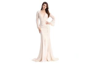China Long Crystal Beaded Ladies Evening Dresses Open Back Style Dress For Women factory