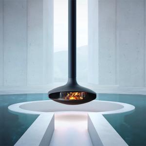 China customization Hotel Suspended Wood Burners Charcoal Hanging Black Fireplace 80cm factory