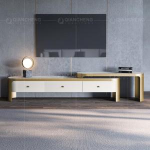 China Popular style Marble Top Metal Frame TV Stand 83kg Polished Grey Color factory