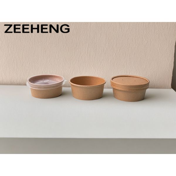 ZEEHENG Kraft Paper Ice Cream Cup With Dome Lids 6oz
