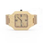 Men Fashion Minimalist Leather Watch , Luxury Wood Watch Leather Strap