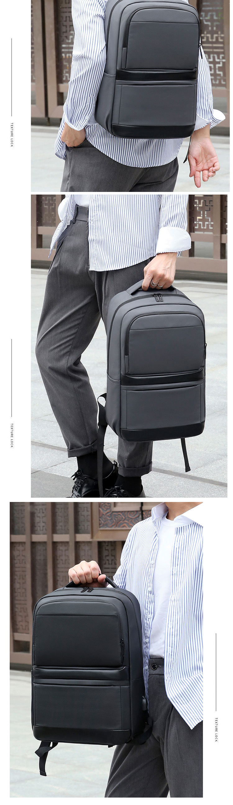 Waterproof Oxford Business Work Laptop Backpack Anti Theft USB Charging Custom Logo