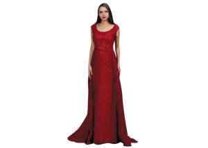 China Big Red Color Tapestry Muslim Evening Dress Vintage Style Evening Gowns factory