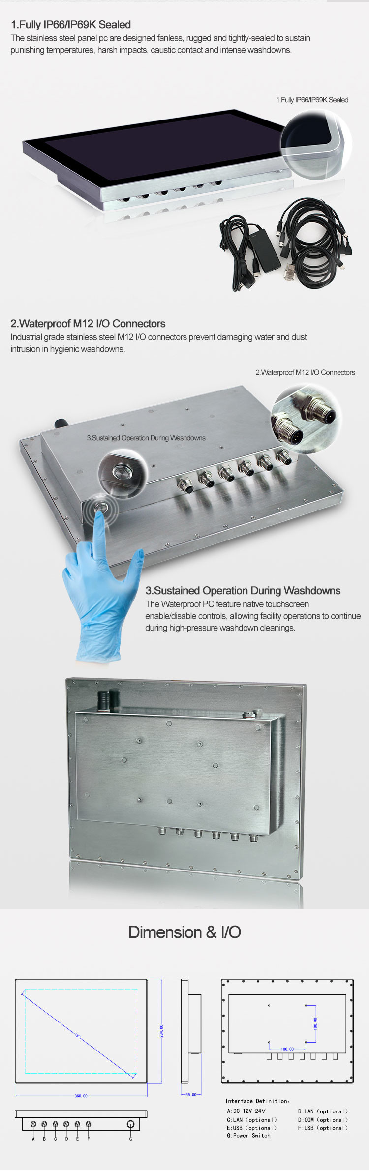Stainless Steel 304 IP69K Panel PC