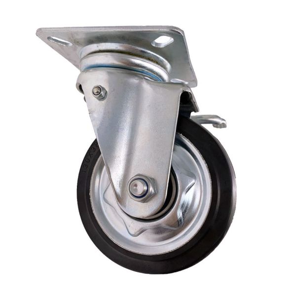 Japanese Heavy Duty Caster Swivel Plate Double Ball Bearing High Load Capacity 4 Inch Rubber Caster Wheels