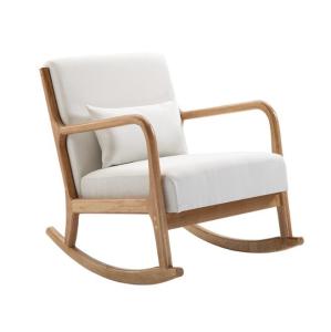 China Rubber Wood Frame Nordic Single Rocking Chair Modern Sofa for Small Apartments Balcony and Bedroom Customer's Request factory
