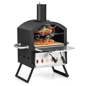 China 16 Inch Steel Woodfired Pizza Oven BBQ with Stone Peel and Removable Cooking Rack factory