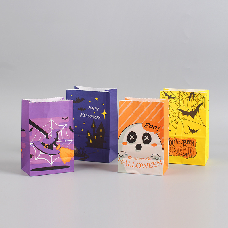 Custom Color Accepted Goodie Halloween Kraft Paper Candy Bags For Kids Luxury Packaging
