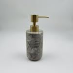 4pcs Marble Bathroom Accessories Set With Gray Brown Round Shape Soap Dispenser