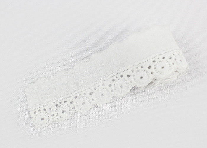 White Cotton Lace Trim By The Yard Embroidered Scalloped Edge Lace For Top