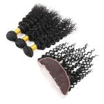 100 Unprocessed Virgin Malaysian Hair 3 Bundles Water Wave With Lace Frontal