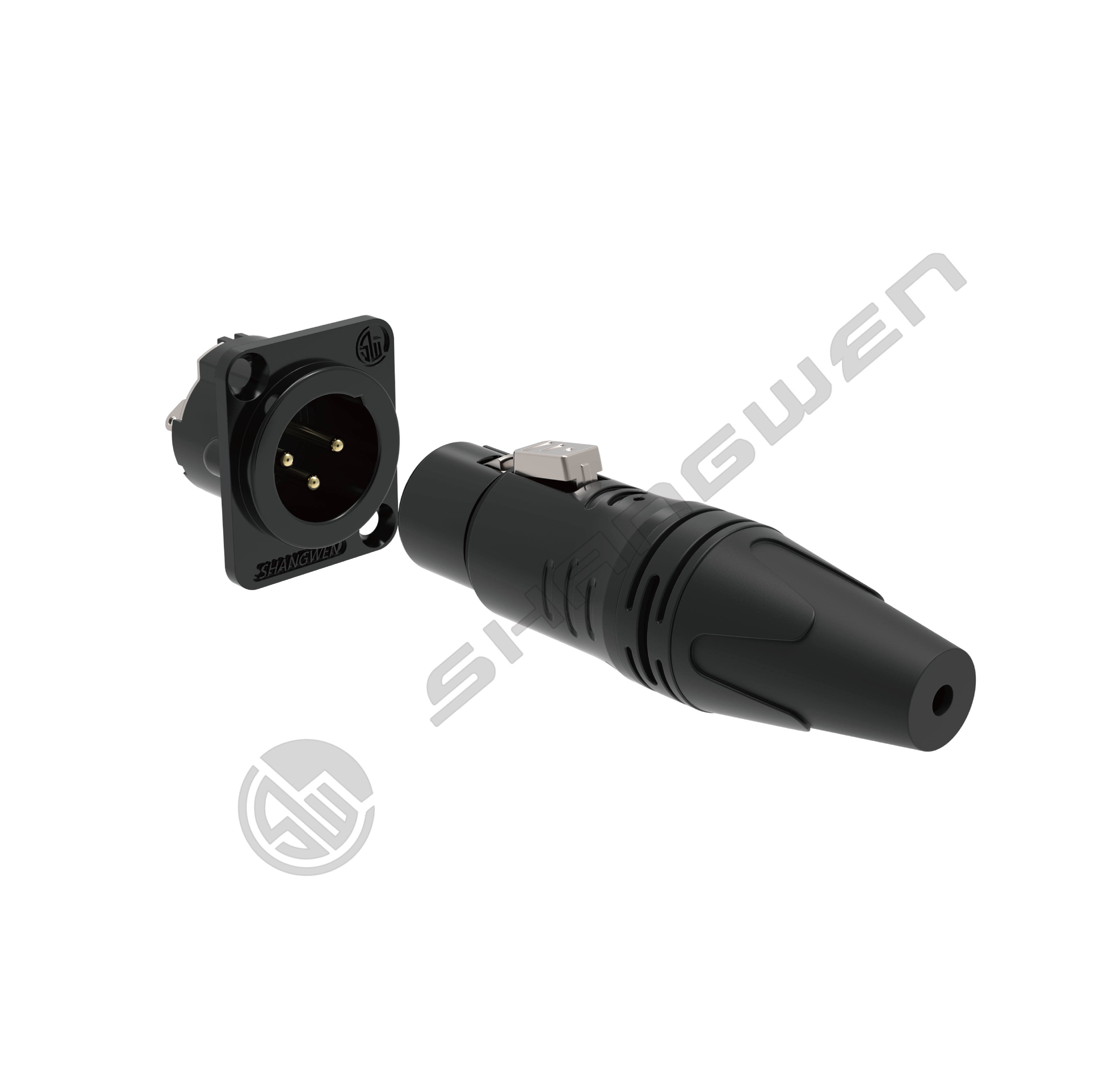 Indoor Panel Mount Chassis Microphone Mini XLR Audio Connector 3-Pin Male Socket Made of Zinc Alloy IP44 Rated D-Type Shape