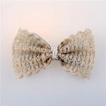 Ribbon Bow Flower Hair Decorations Crochet Chiffon Material With Pearl Band