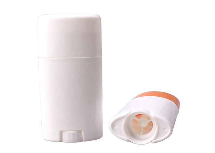 ISO Empty Cosmetic Packaging PP Oval Shape Stick Deodorant 50g Twist Up Sunscreen Tube Bottle