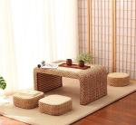 The Cane Makes Up Tea Table Natural Straw Woven Floor Table